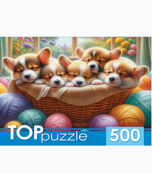 ПАЗЛЫ 500 элементов. КОРГИ В КОРЗИНЕ, Ф500-8741